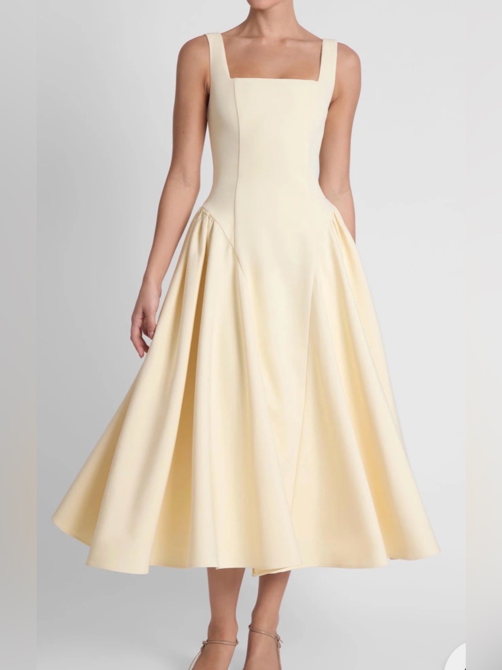LEAU Chloe Corset Midi Dress in Yellow